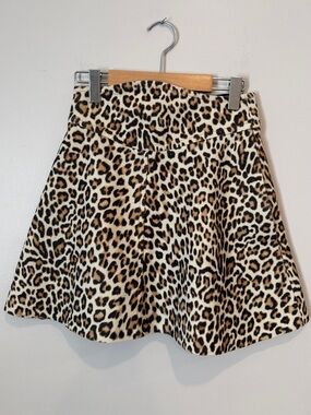 Carven Paris Leopard Print Felted Wool Mini Skirt EU 36 US 4